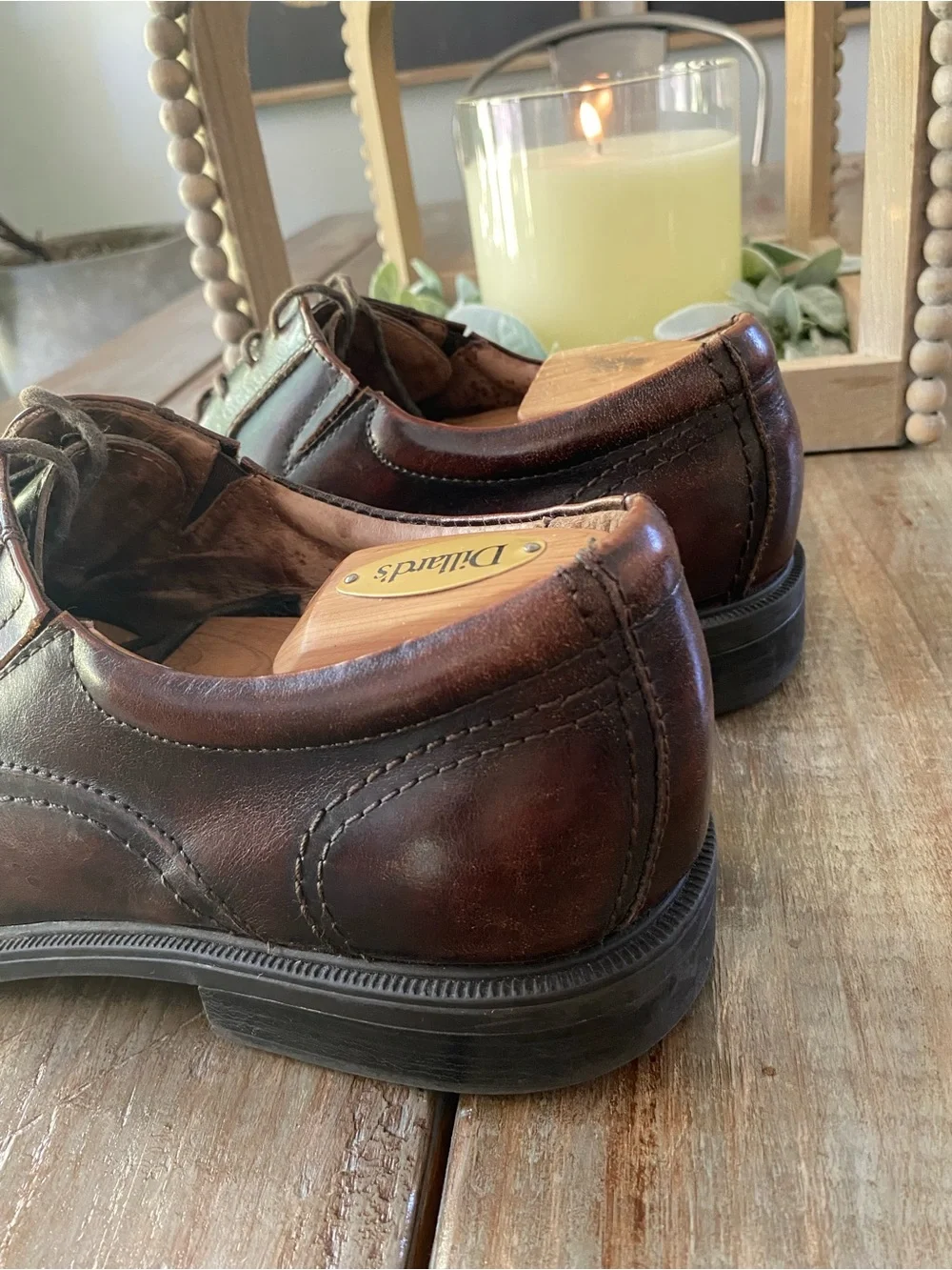 Florsheim Brown Leather Square Toe Apron Derby Business Casual Dress Shoe 12D‎